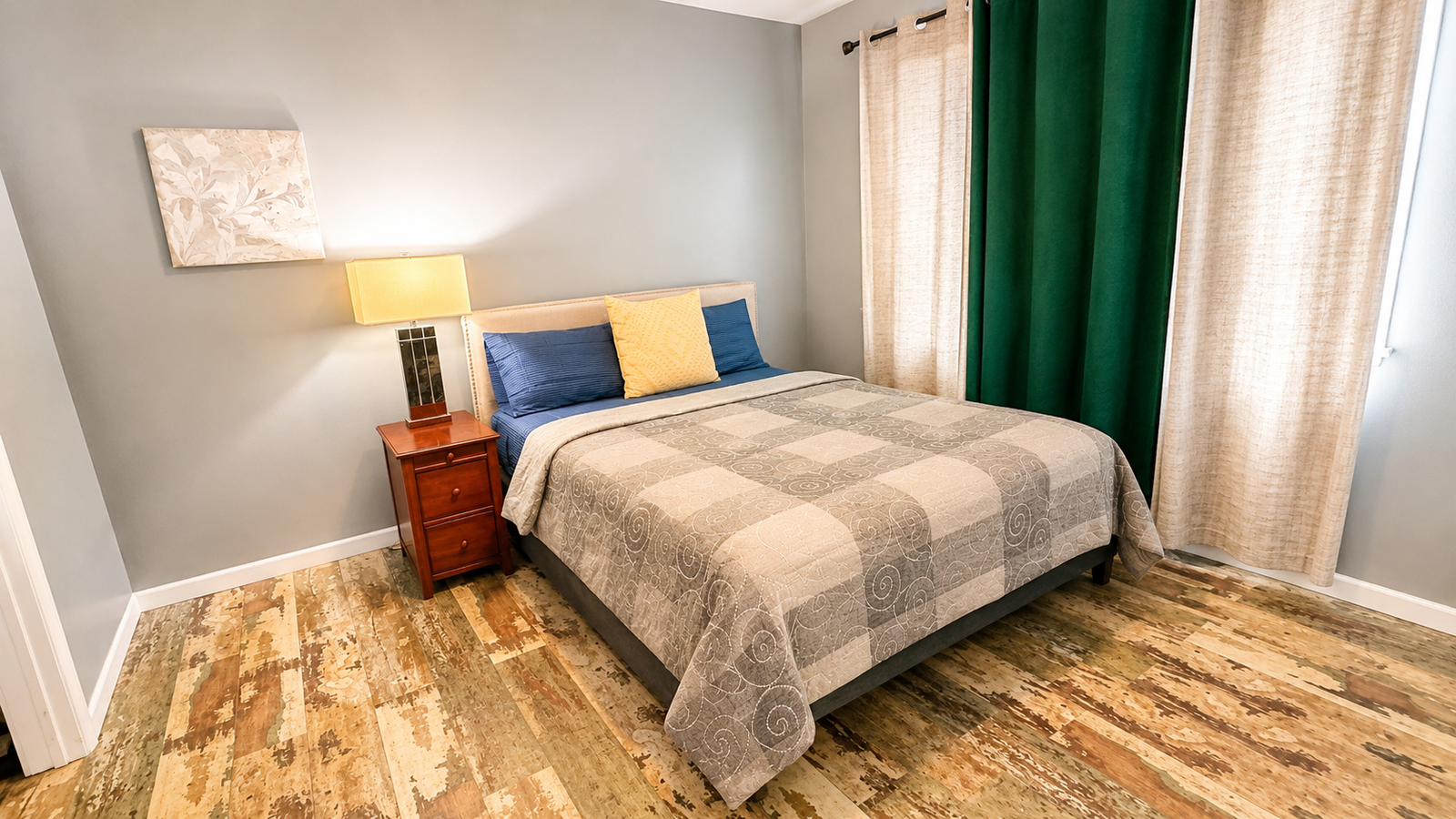 Furnished Los Angeles bedroom with queen bed
