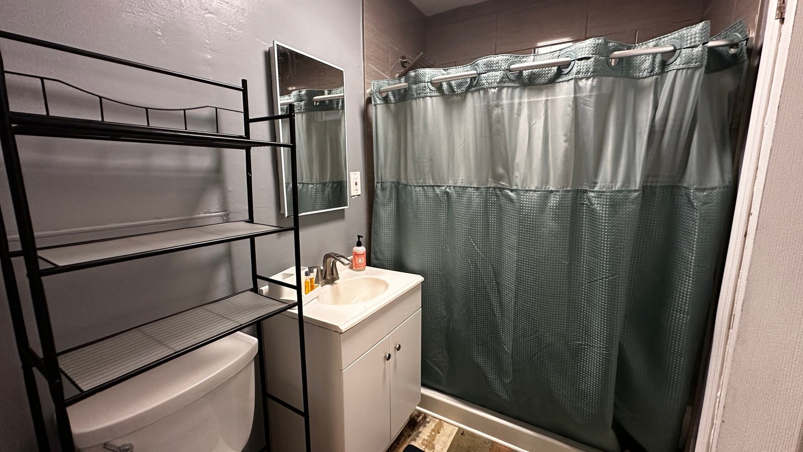 Furnished Los Angeles bathroom with vanity and shower